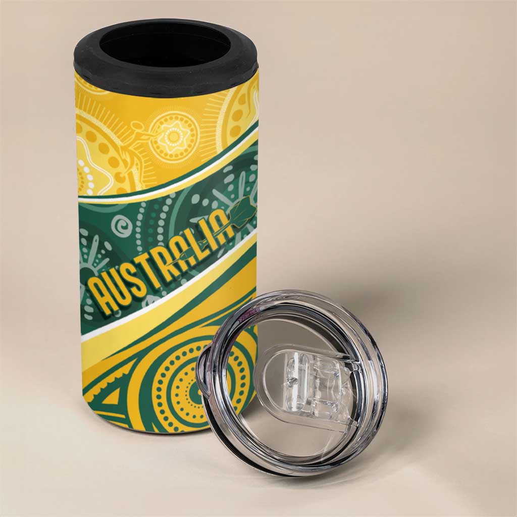 Australia Darts Personalized Indigenous 4 in 1 Can Cooler Tumbler Champion Roos