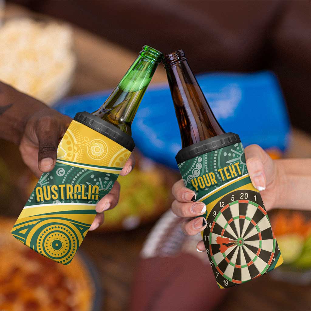 Australia Darts Personalized Indigenous 4 in 1 Can Cooler Tumbler Champion Roos