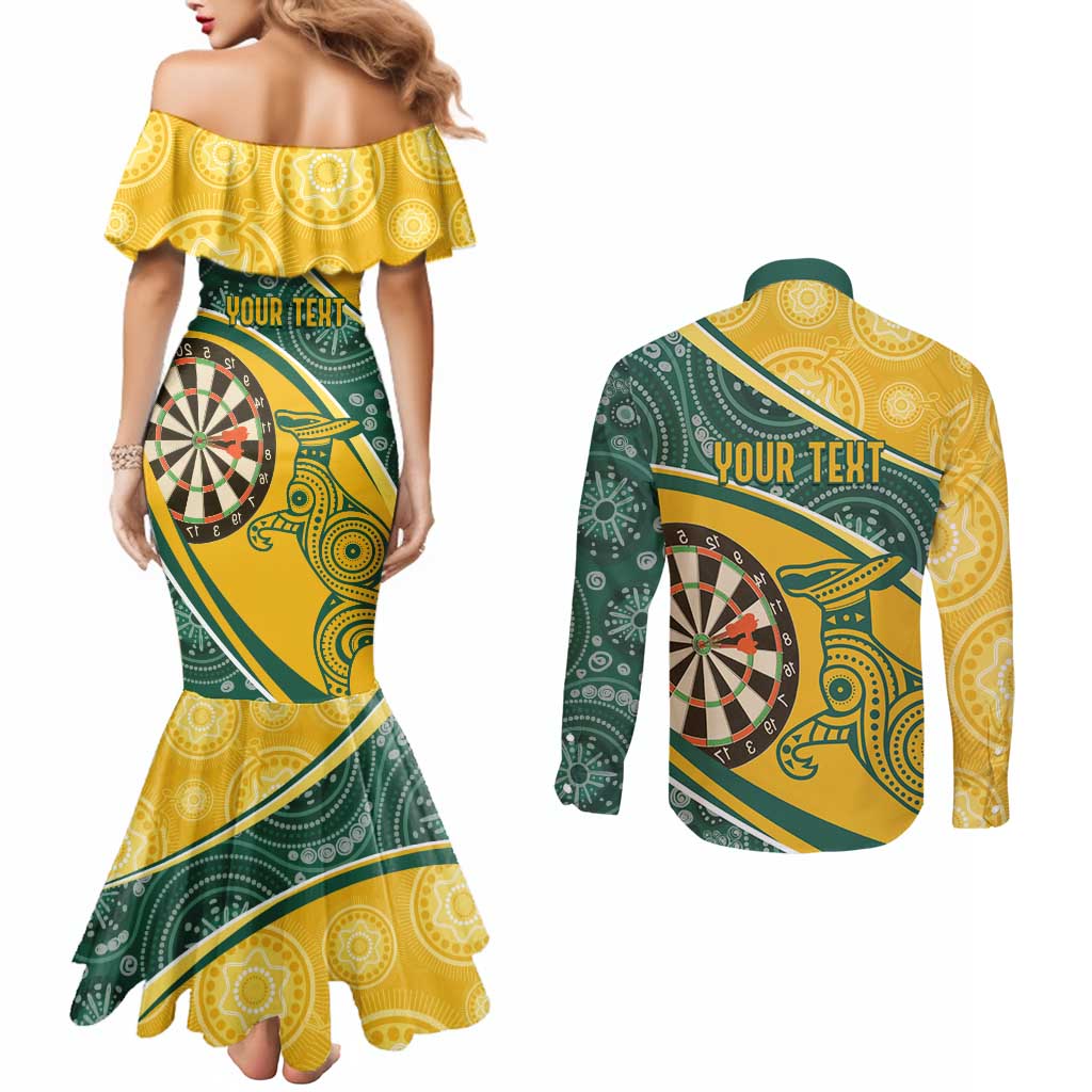 Australia Darts Personalized Indigenous Couples Matching Mermaid Dress and Long Sleeve Button Shirt Champion Roos
