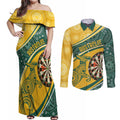 Australia Darts Personalized Indigenous Couples Matching Off Shoulder Maxi Dress and Long Sleeve Button Shirt Champion Roos