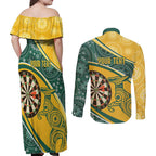 Australia Darts Personalized Indigenous Couples Matching Off Shoulder Maxi Dress and Long Sleeve Button Shirt Champion Roos