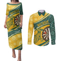 Australia Darts Personalized Indigenous Couples Matching Puletasi and Long Sleeve Button Shirt Champion Roos