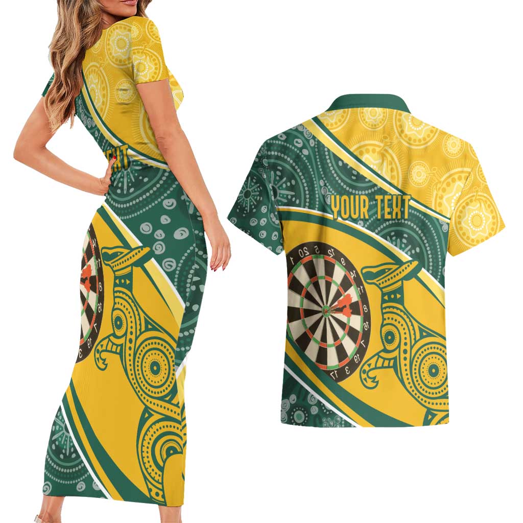 Australia Darts Personalized Indigenous Couples Matching Short Sleeve Bodycon Dress and Hawaiian Shirt Champion Roos