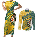 Australia Darts Personalized Indigenous Couples Matching Short Sleeve Bodycon Dress and Long Sleeve Button Shirt Champion Roos
