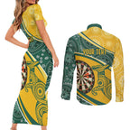 Australia Darts Personalized Indigenous Couples Matching Short Sleeve Bodycon Dress and Long Sleeve Button Shirt Champion Roos