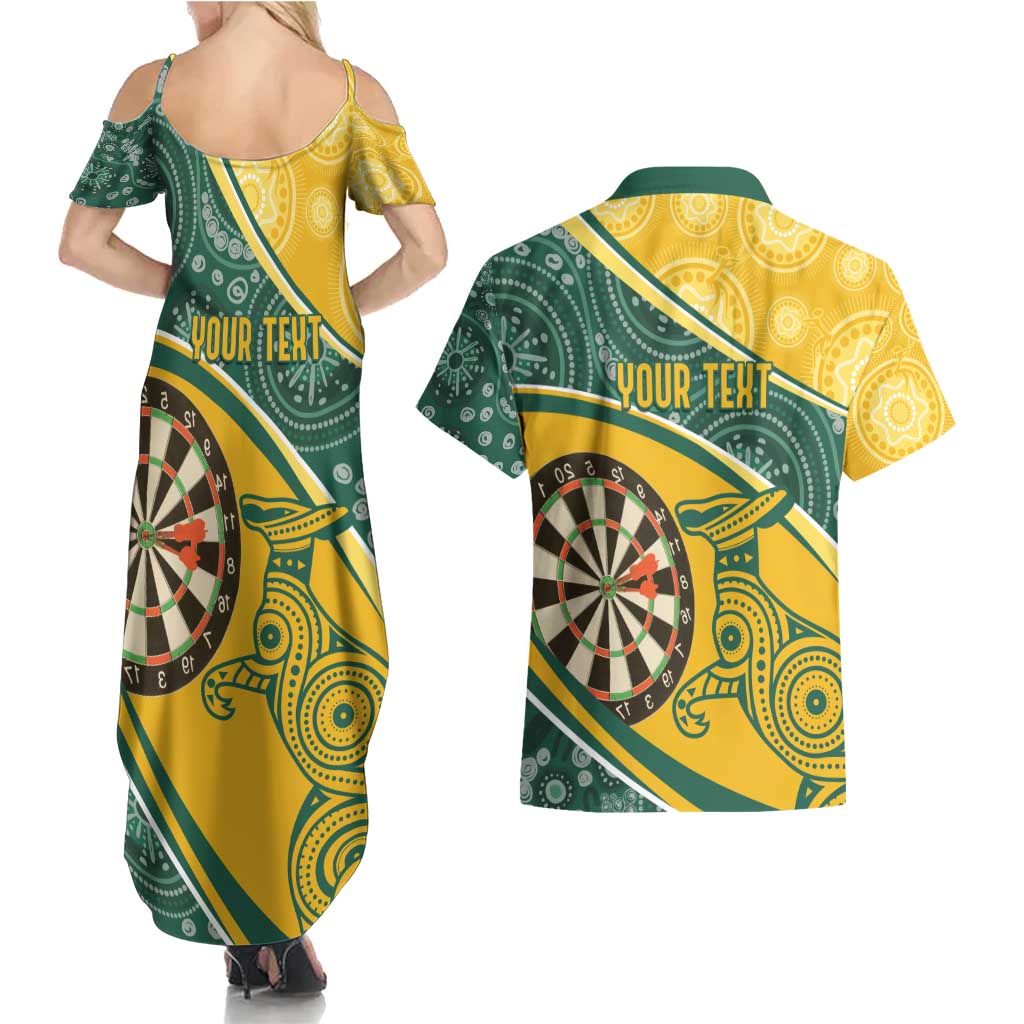 Australia Darts Personalized Indigenous Couples Matching Summer Maxi Dress and Hawaiian Shirt Champion Roos