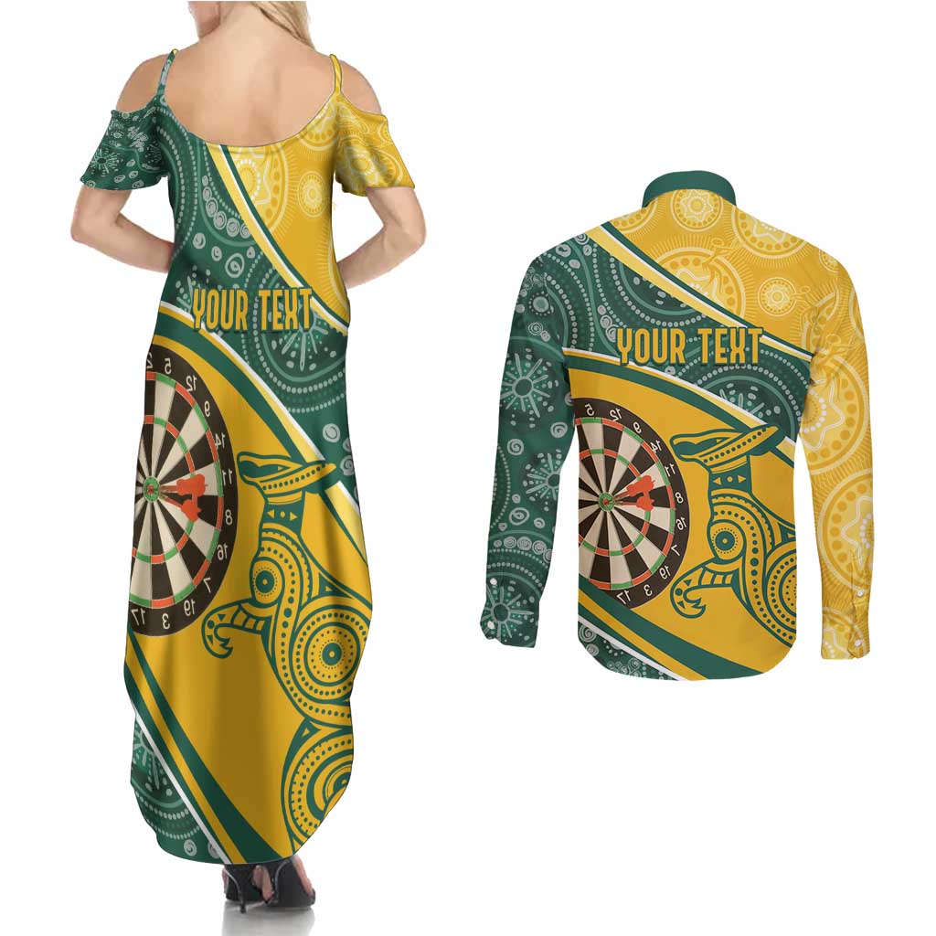 Australia Darts Personalized Indigenous Couples Matching Summer Maxi Dress and Long Sleeve Button Shirt Champion Roos