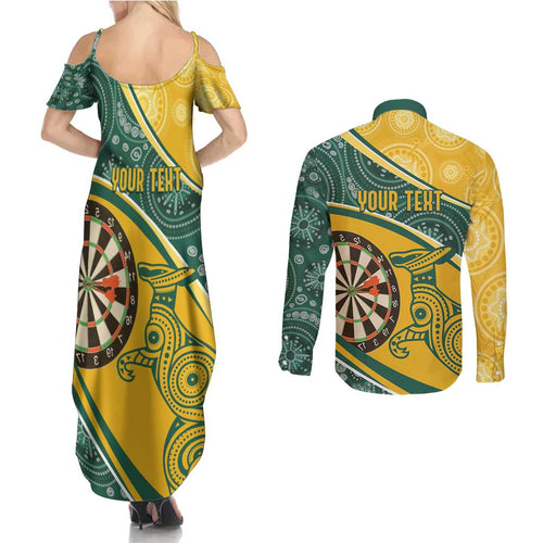 Australia Darts Personalized Indigenous Couples Matching Summer Maxi Dress and Long Sleeve Button Shirt Champion Roos