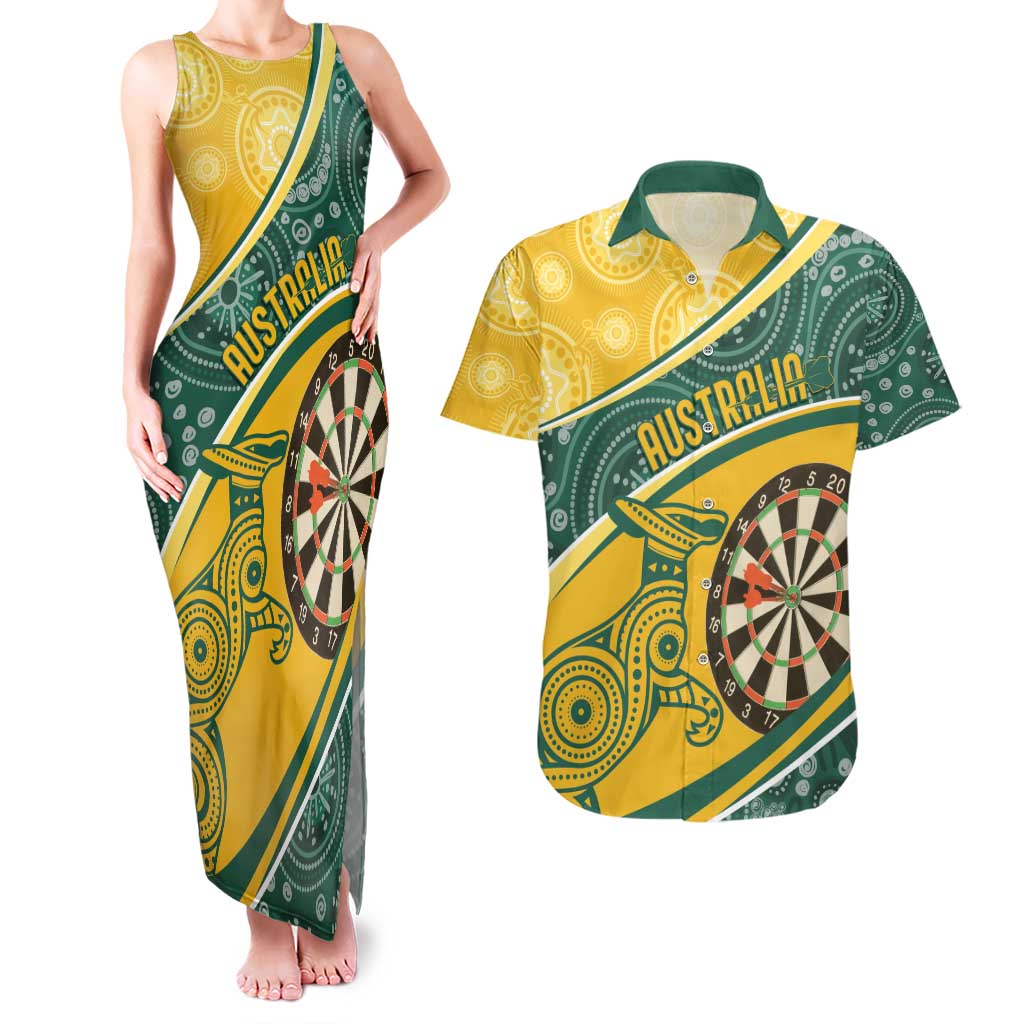 Australia Darts Personalized Indigenous Couples Matching Tank Maxi Dress and Hawaiian Shirt Champion Roos