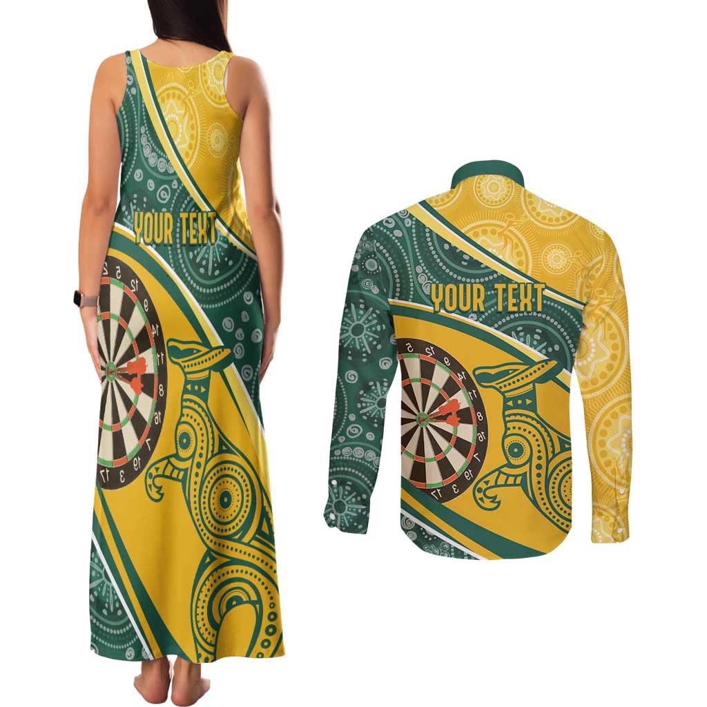 Australia Darts Personalized Indigenous Couples Matching Tank Maxi Dress and Long Sleeve Button Shirt Champion Roos