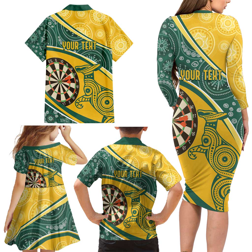 Australia Darts Personalized Indigenous Family Matching Long Sleeve Bodycon Dress and Hawaiian Shirt Champion Roos