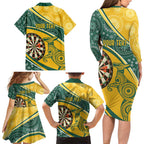 Australia Darts Personalized Indigenous Family Matching Long Sleeve Bodycon Dress and Hawaiian Shirt Champion Roos