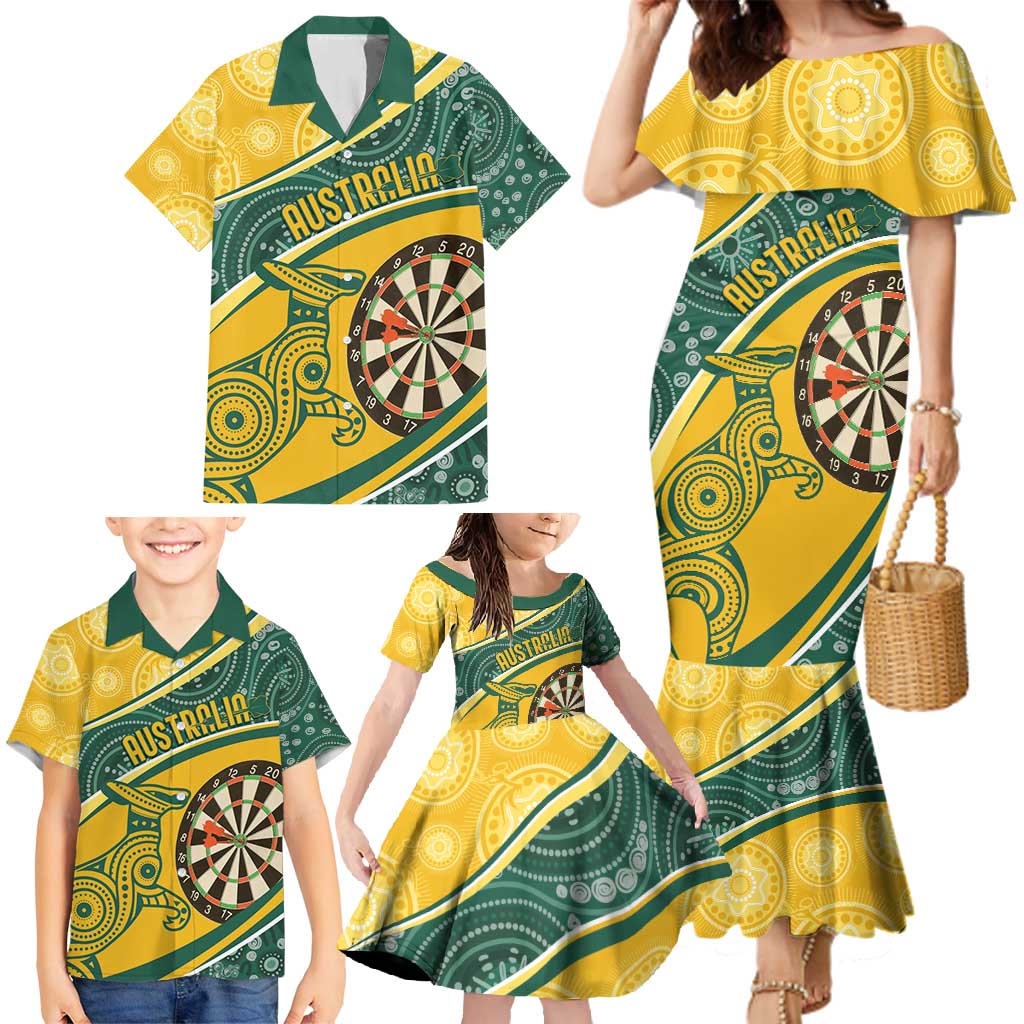 Australia Darts Personalized Indigenous Family Matching Mermaid Dress and Hawaiian Shirt Champion Roos