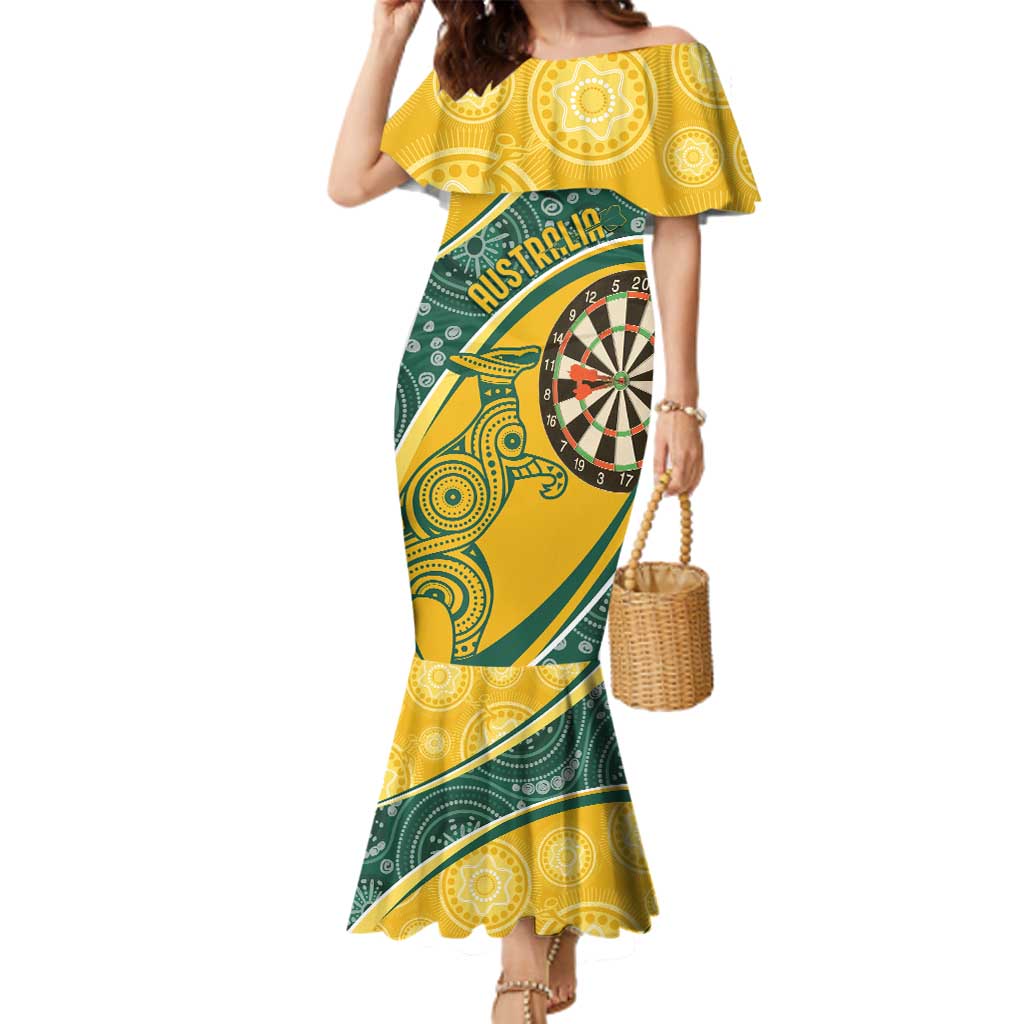 Australia Darts Personalized Indigenous Family Matching Mermaid Dress and Hawaiian Shirt Champion Roos