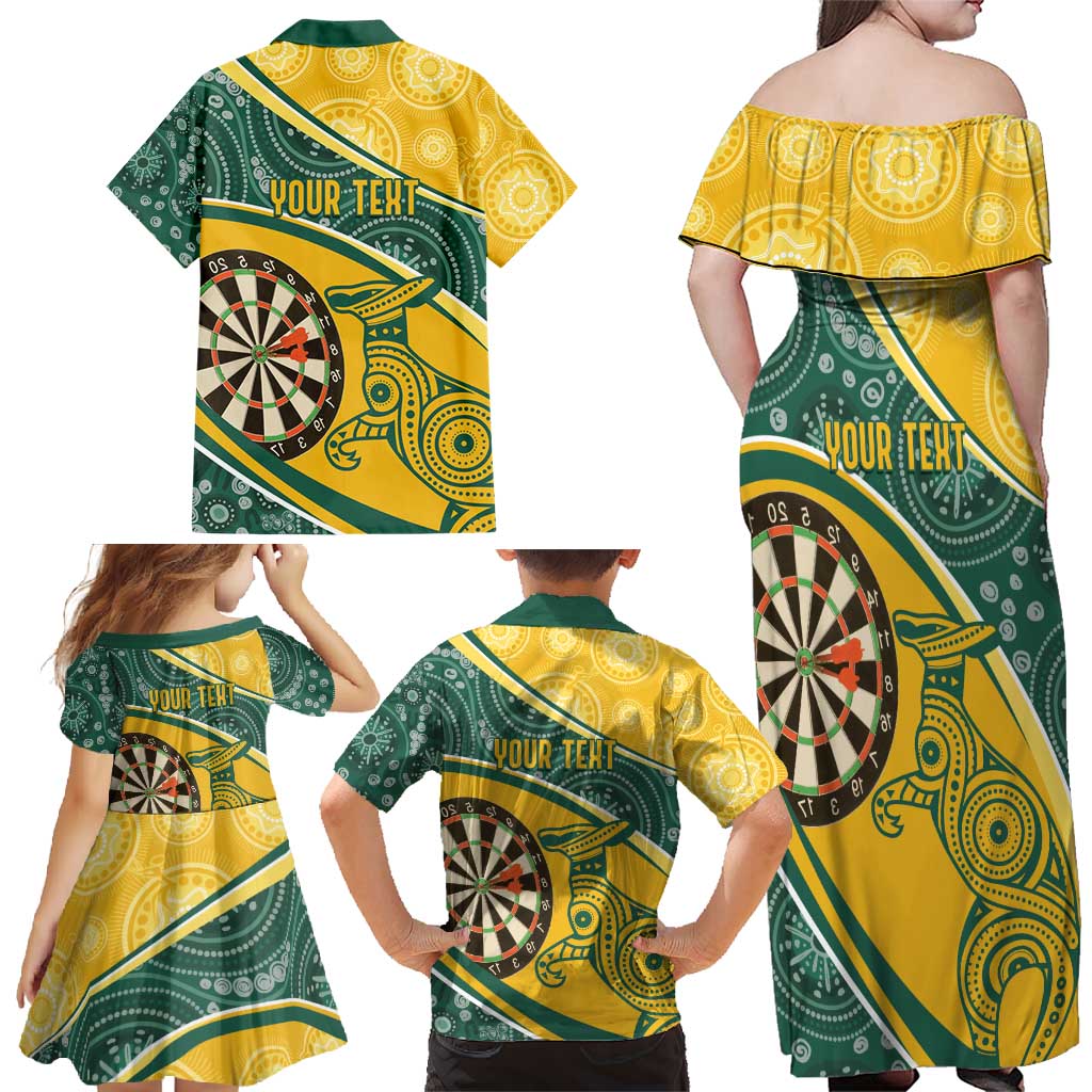Australia Darts Personalized Indigenous Family Matching Off Shoulder Maxi Dress and Hawaiian Shirt Champion Roos