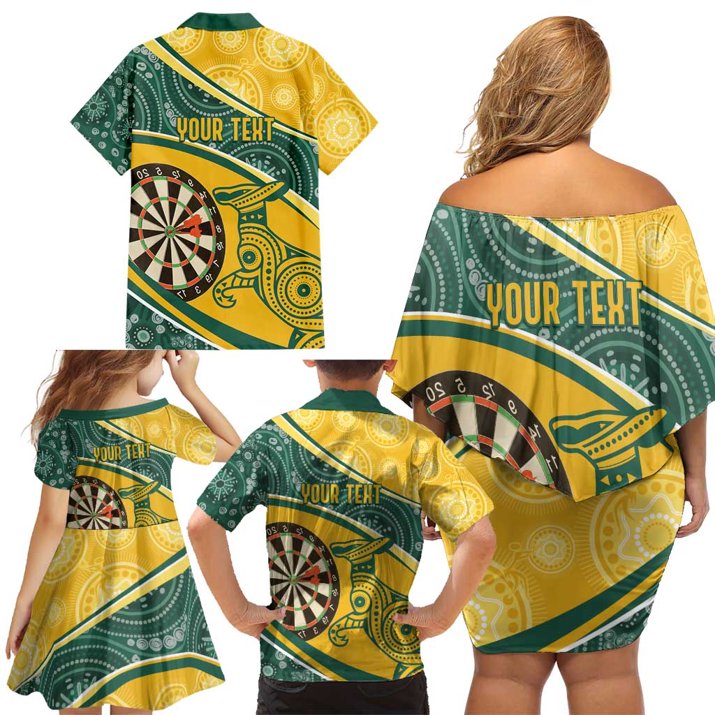 Australia Darts Personalized Indigenous Family Matching Off Shoulder Short Dress and Hawaiian Shirt Champion Roos