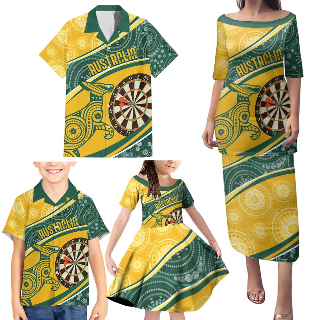 Australia Darts Personalized Indigenous Family Matching Puletasi and Hawaiian Shirt Champion Roos