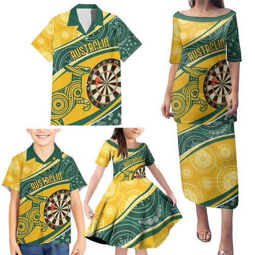 Australia Darts Personalized Indigenous Family Matching Puletasi and Hawaiian Shirt Champion Roos