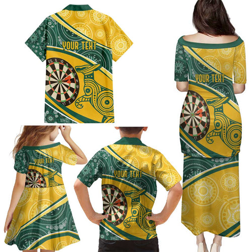Australia Darts Personalized Indigenous Family Matching Puletasi and Hawaiian Shirt Champion Roos