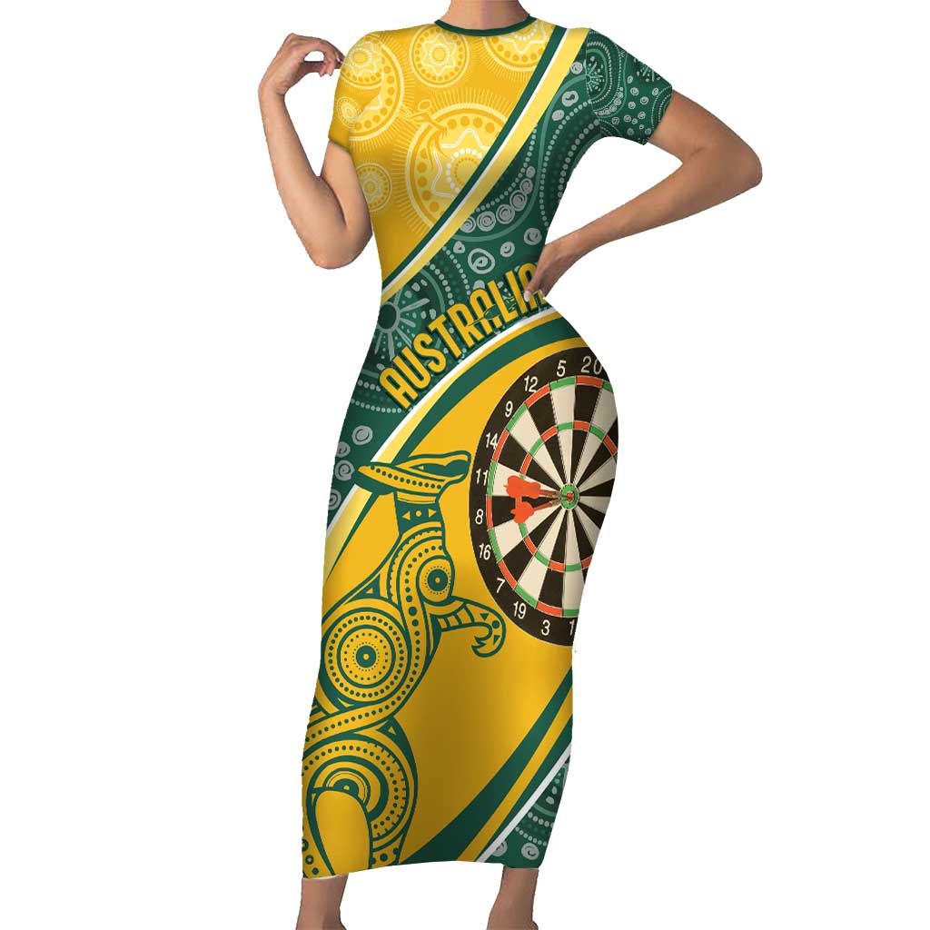 Australia Darts Personalized Indigenous Family Matching Short Sleeve Bodycon Dress and Hawaiian Shirt Champion Roos