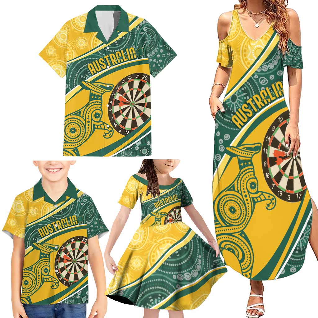 Australia Darts Personalized Indigenous Family Matching Summer Maxi Dress and Hawaiian Shirt Champion Roos
