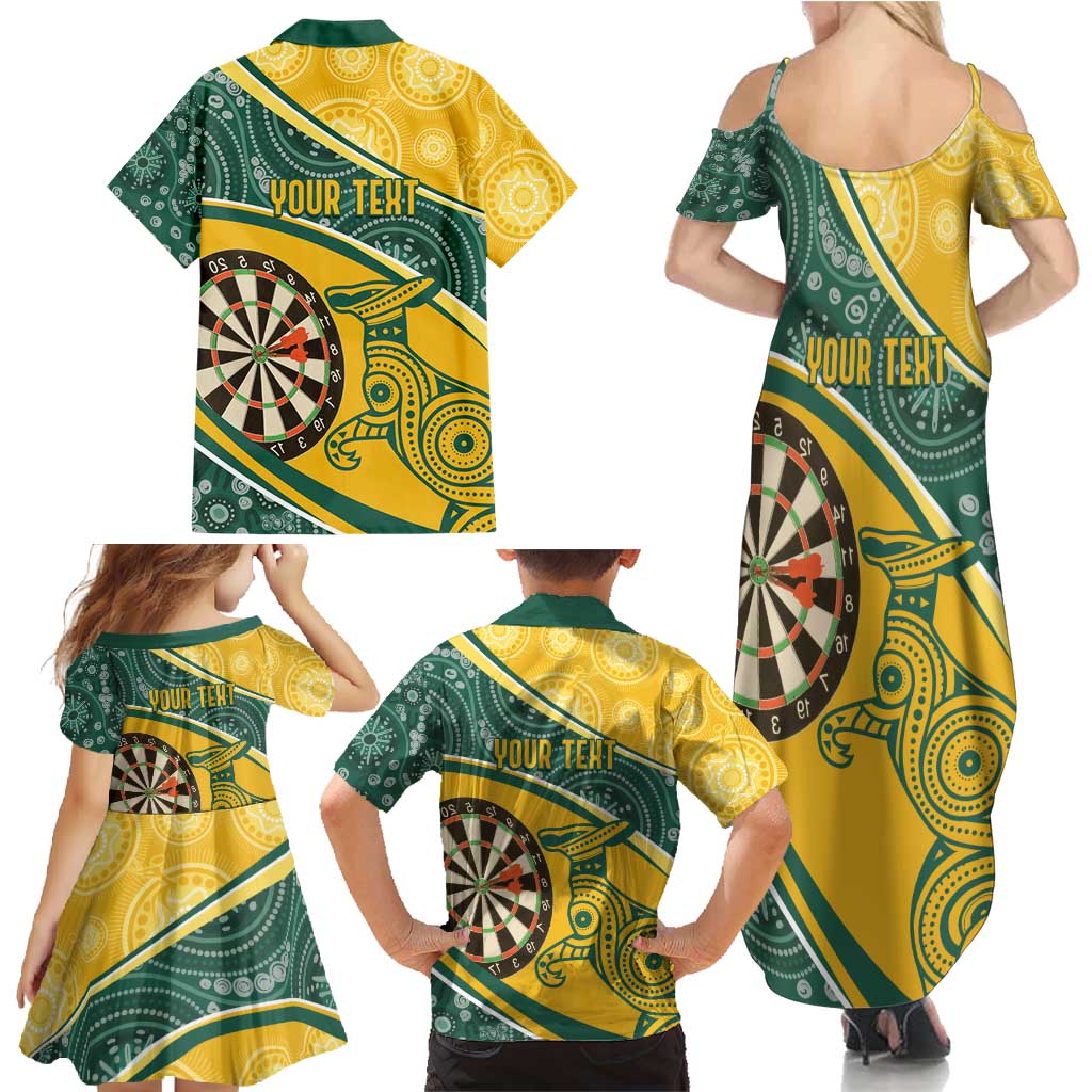 Australia Darts Personalized Indigenous Family Matching Summer Maxi Dress and Hawaiian Shirt Champion Roos