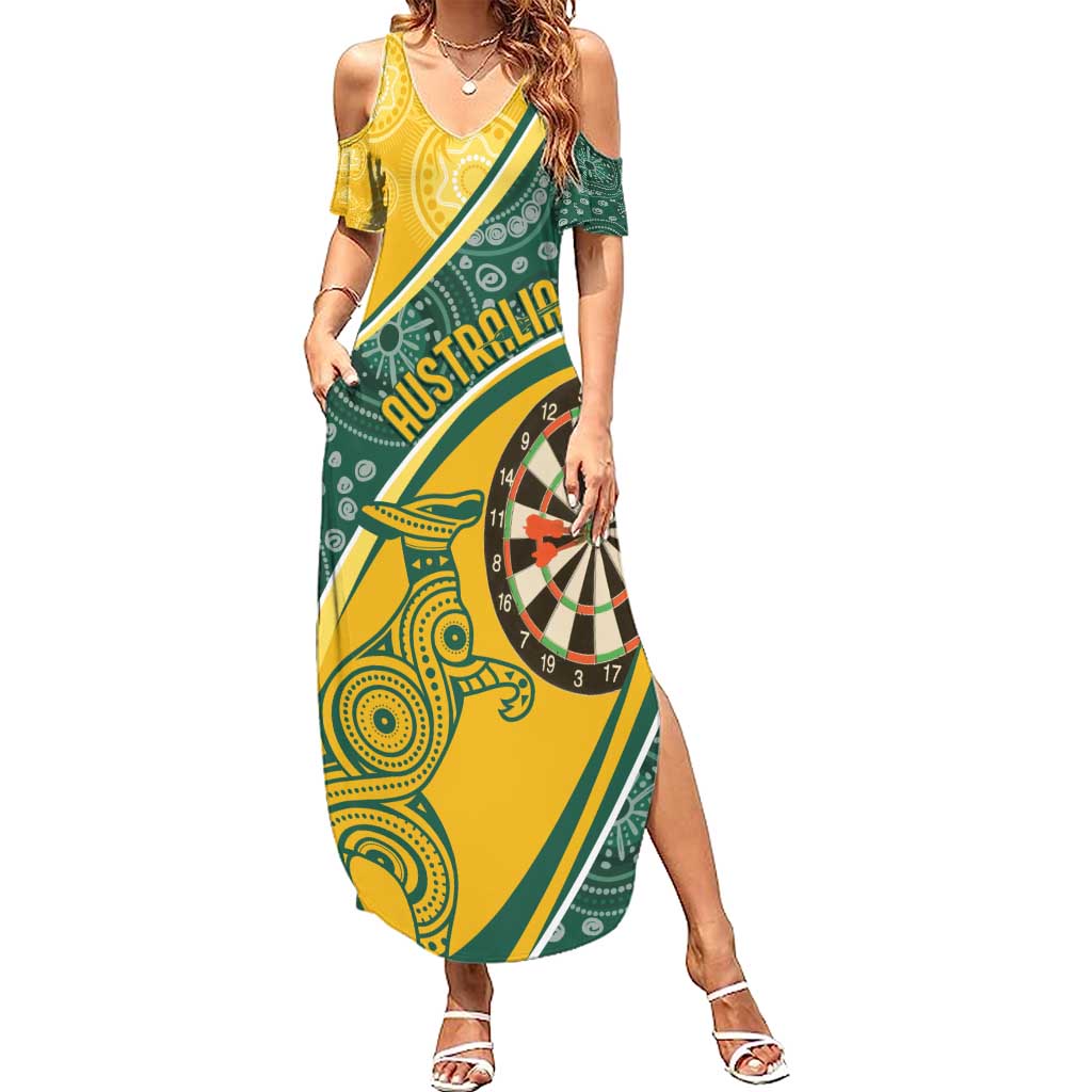 Australia Darts Personalized Indigenous Family Matching Summer Maxi Dress and Hawaiian Shirt Champion Roos