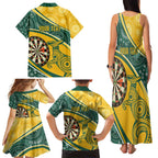 Australia Darts Personalized Indigenous Family Matching Tank Maxi Dress and Hawaiian Shirt Champion Roos