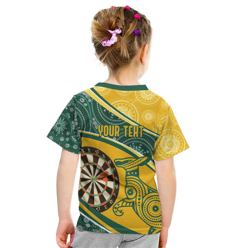 Australia Darts Personalized Indigenous Kid T Shirt Champion Roos