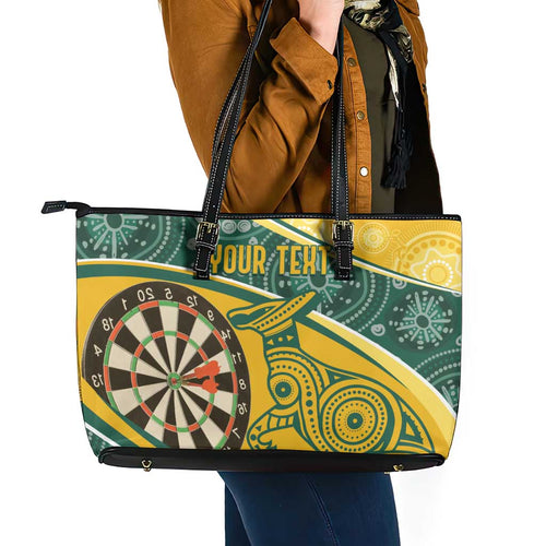 Australia Darts Personalized Indigenous Leather Tote Bag Champion Roos