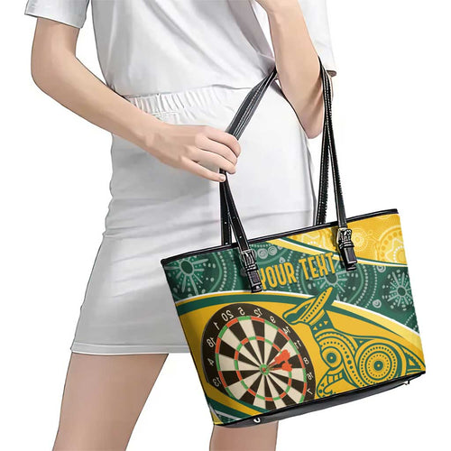 Australia Darts Personalized Indigenous Leather Tote Bag Champion Roos