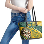 Australia Darts Personalized Indigenous Leather Tote Bag Champion Roos