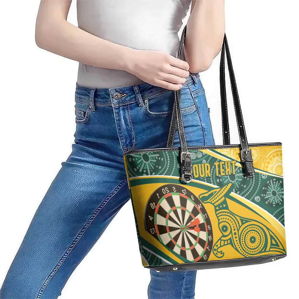 Australia Darts Personalized Indigenous Leather Tote Bag Champion Roos