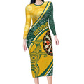 Australia Darts Personalized Indigenous Long Sleeve Bodycon Dress Champion Roos