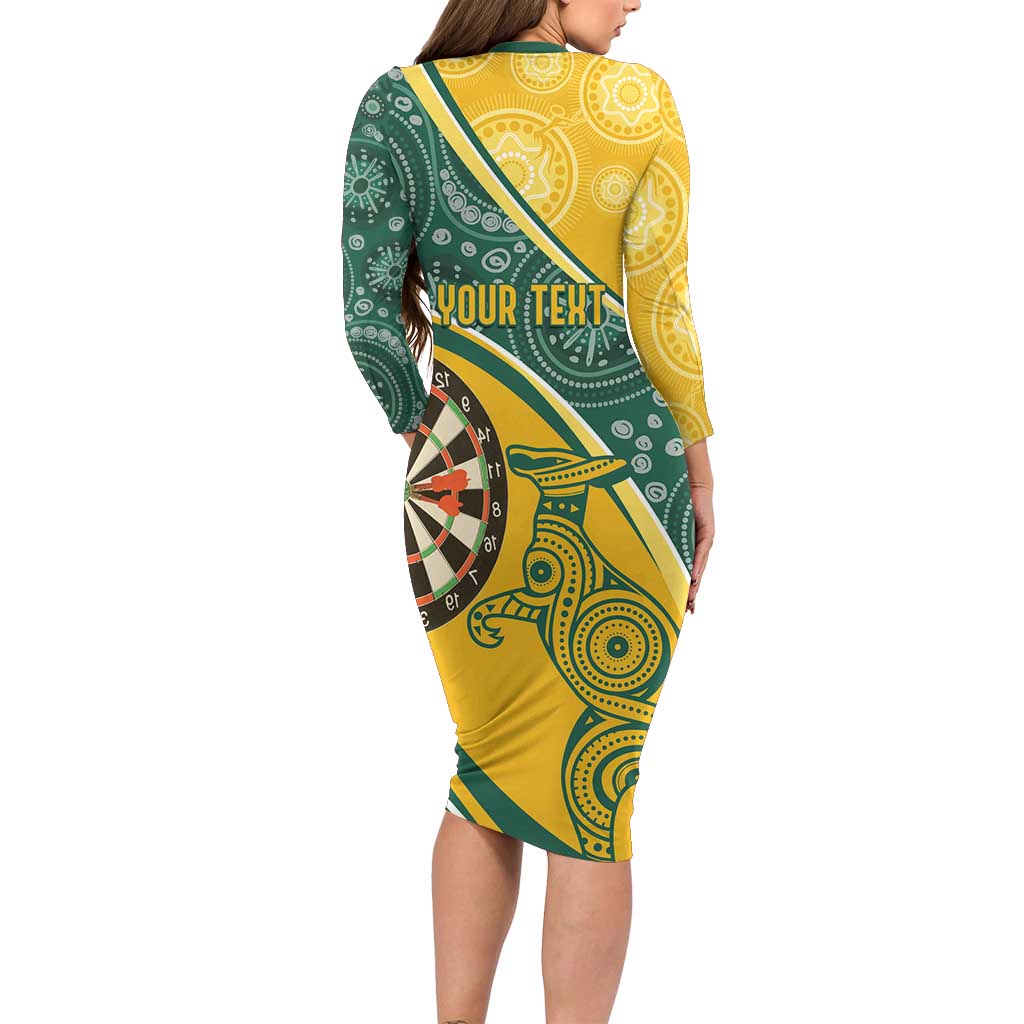 Australia Darts Personalized Indigenous Long Sleeve Bodycon Dress Champion Roos