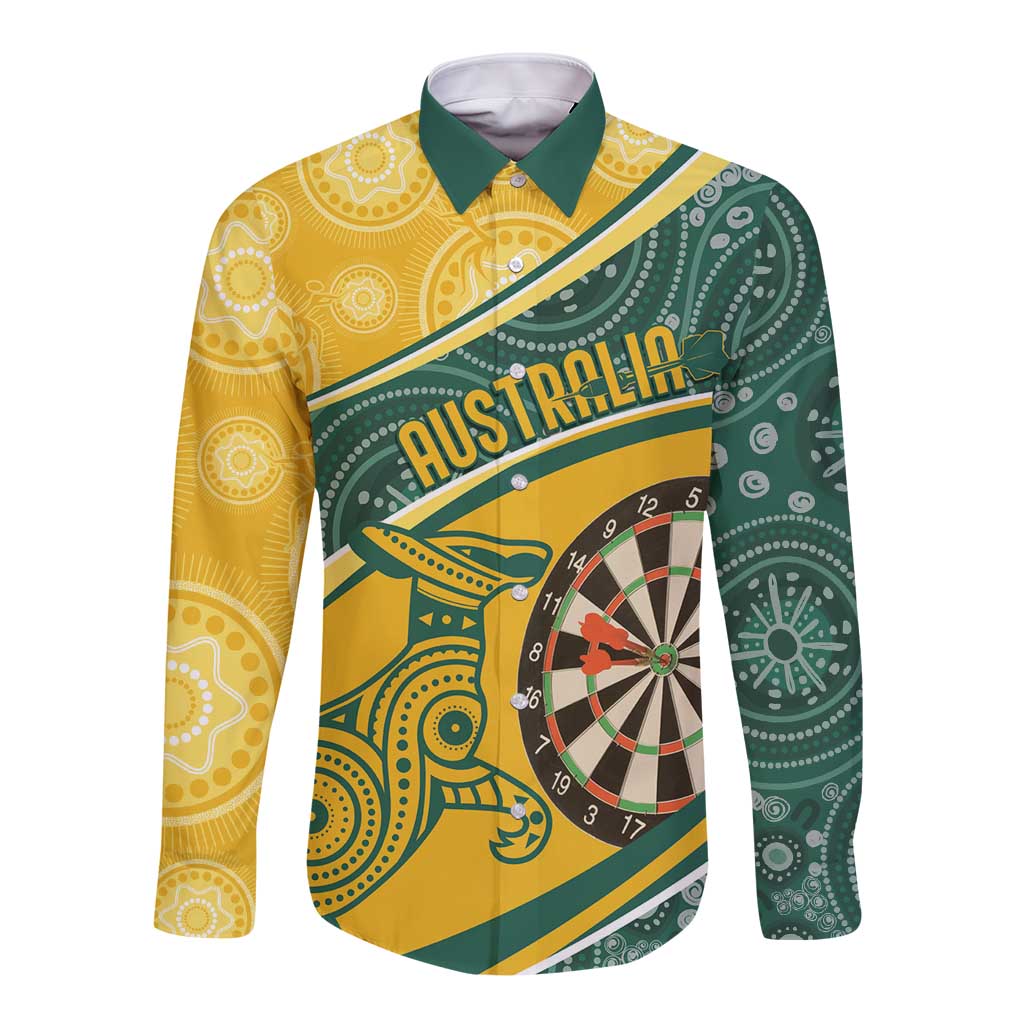 Australia Darts Personalized Indigenous Long Sleeve Button Shirt Champion Roos
