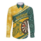Australia Darts Personalized Indigenous Long Sleeve Button Shirt Champion Roos