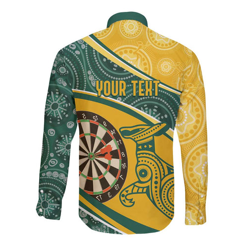 Australia Darts Personalized Indigenous Long Sleeve Button Shirt Champion Roos