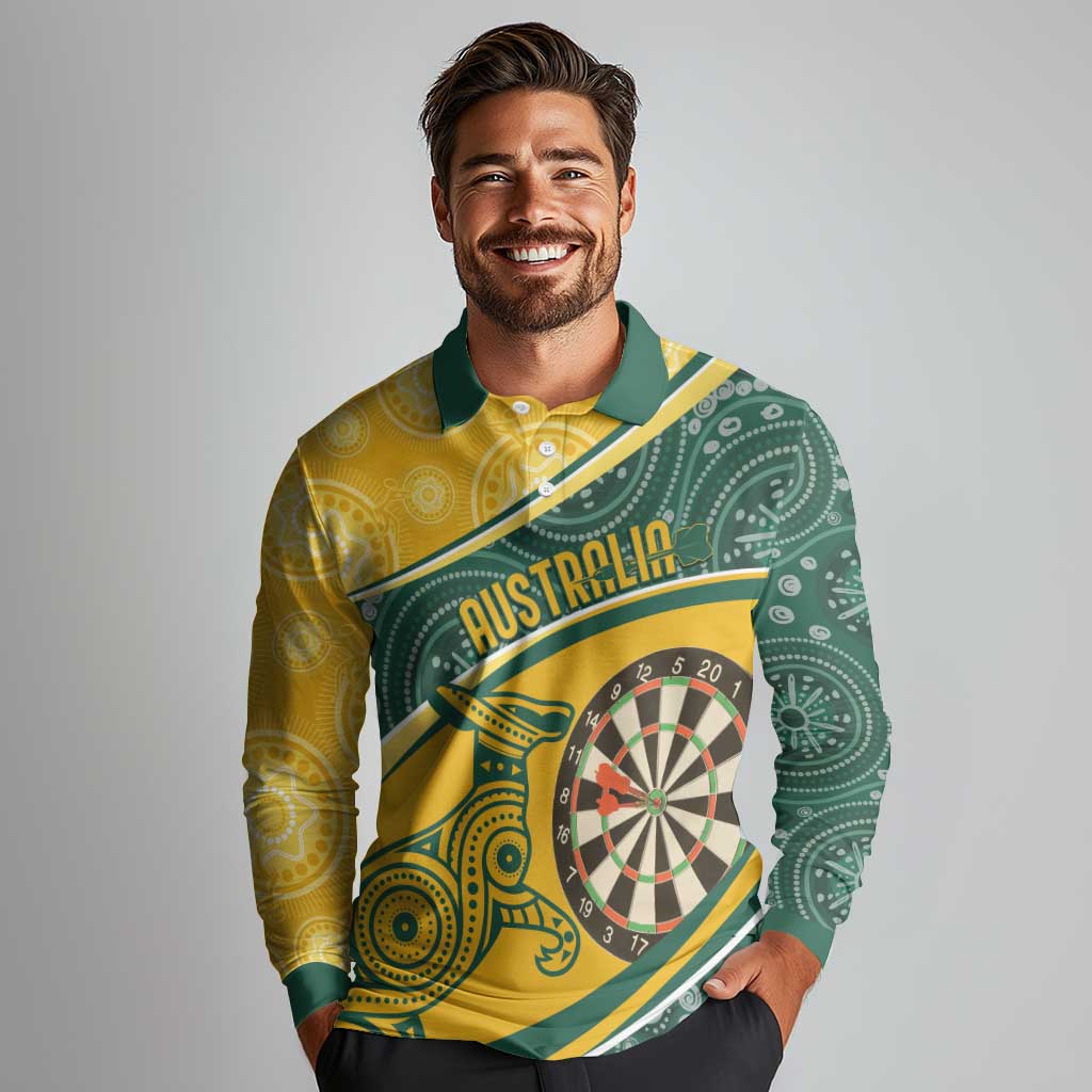 Australia Darts Personalized Indigenous Long Sleeve Polo Shirt Champion Roos