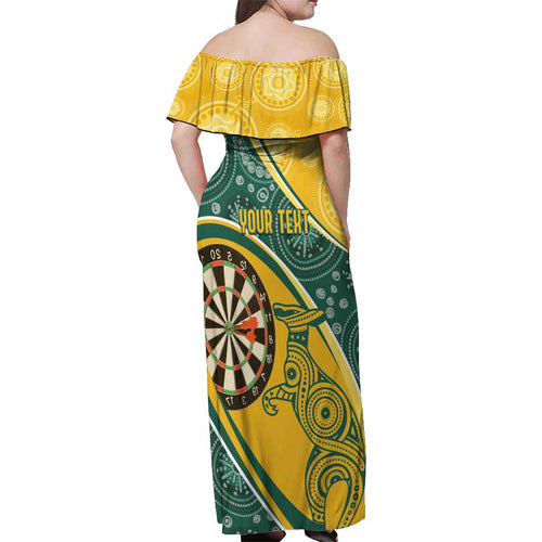 Australia Darts Personalized Indigenous Off Shoulder Maxi Dress Champion Roos