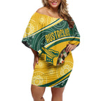 Australia Darts Personalized Indigenous Off Shoulder Short Dress Champion Roos