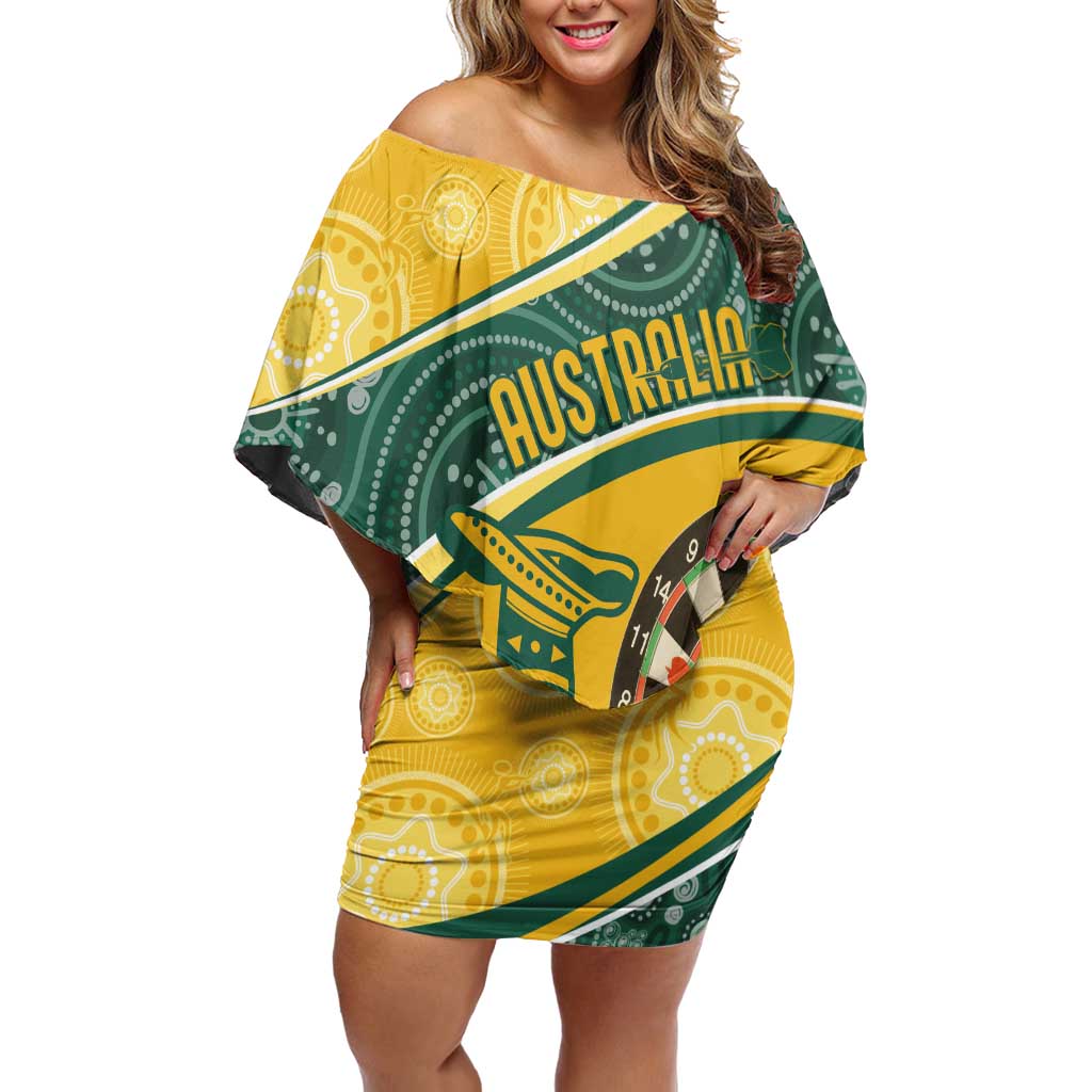 Australia Darts Personalized Indigenous Off Shoulder Short Dress Champion Roos