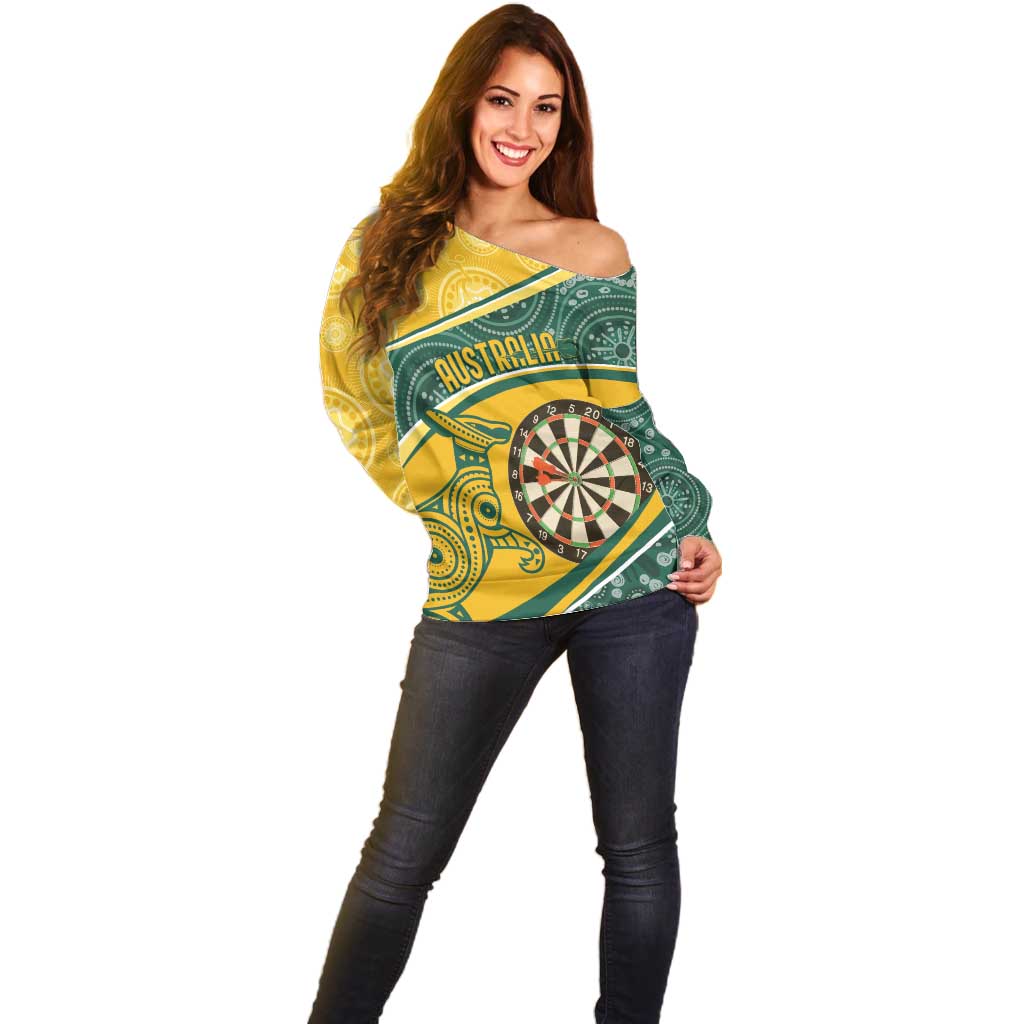 Australia Darts Personalized Indigenous Off Shoulder Sweater Champion Roos