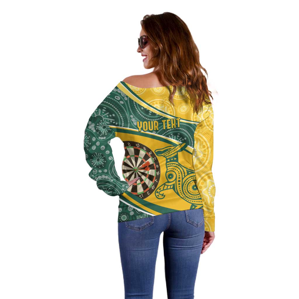 Australia Darts Personalized Indigenous Off Shoulder Sweater Champion Roos