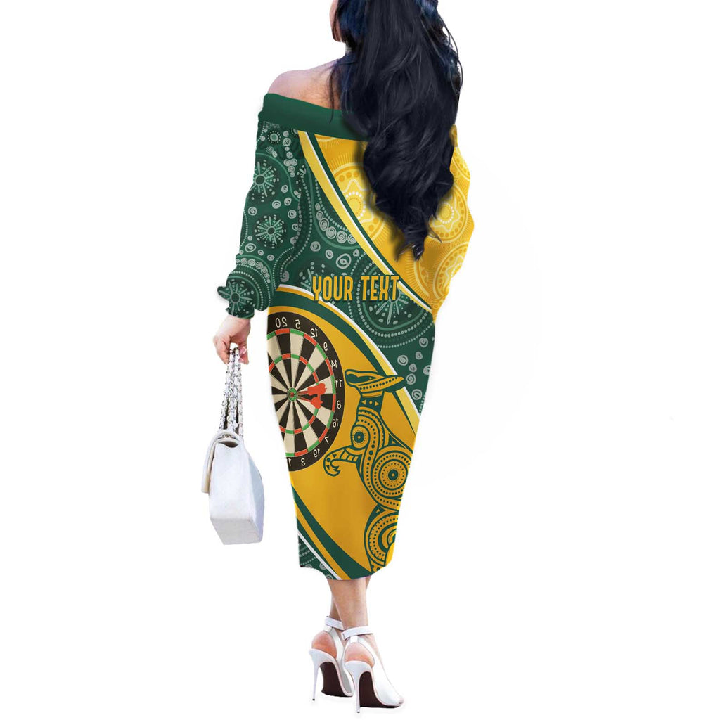 Australia Darts Personalized Indigenous Off The Shoulder Long Sleeve Dress Champion Roos
