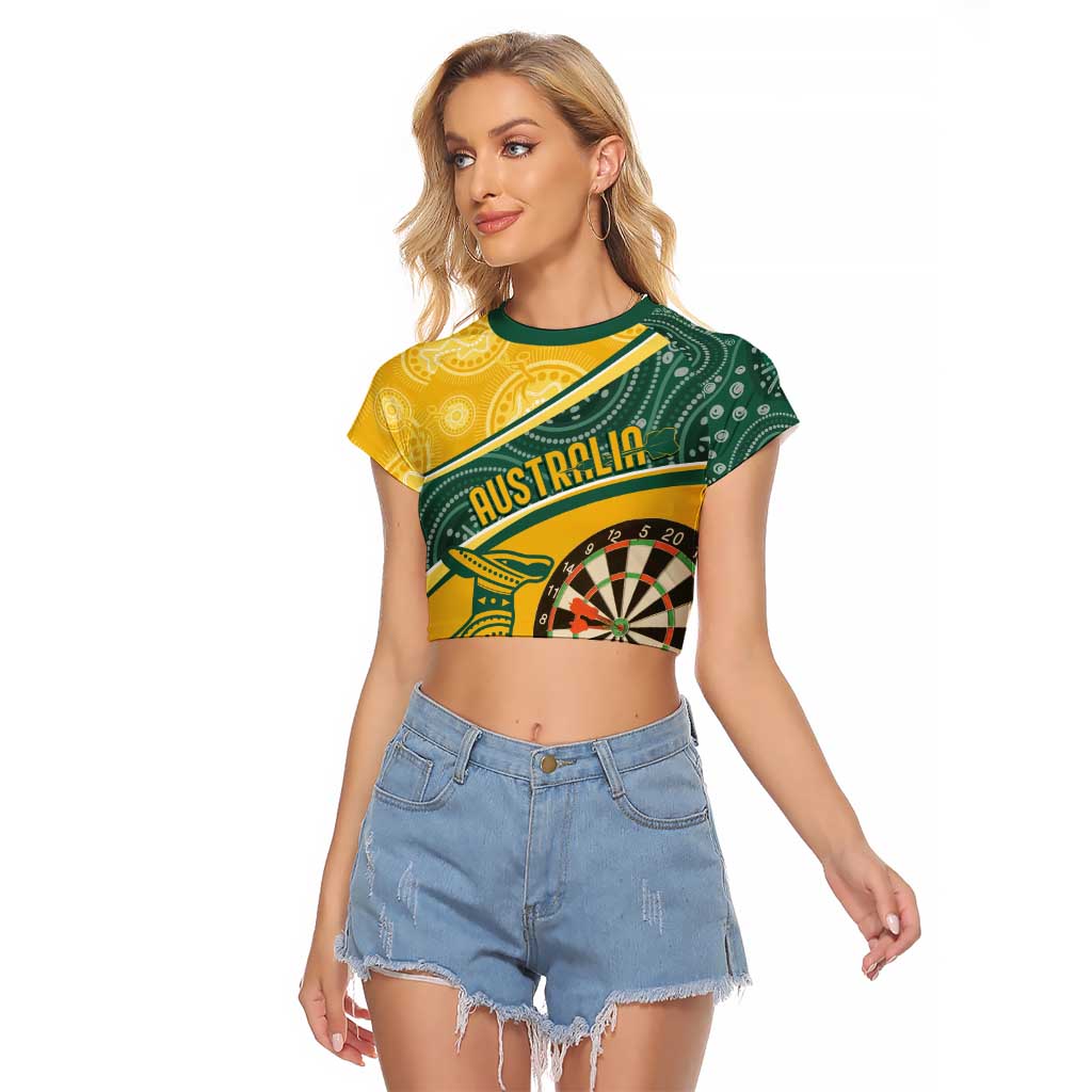 Australia Darts Personalized Indigenous Raglan Cropped T Shirt Champion Roos