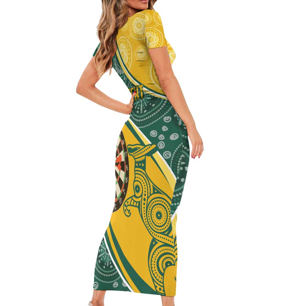 Australia Darts Personalized Indigenous Short Sleeve Bodycon Dress Champion Roos