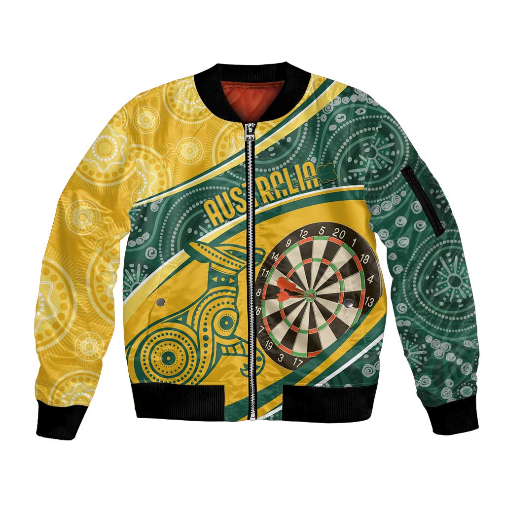 Australia Darts Personalized Indigenous Sleeve Zip Bomber Jacket Champion Roos