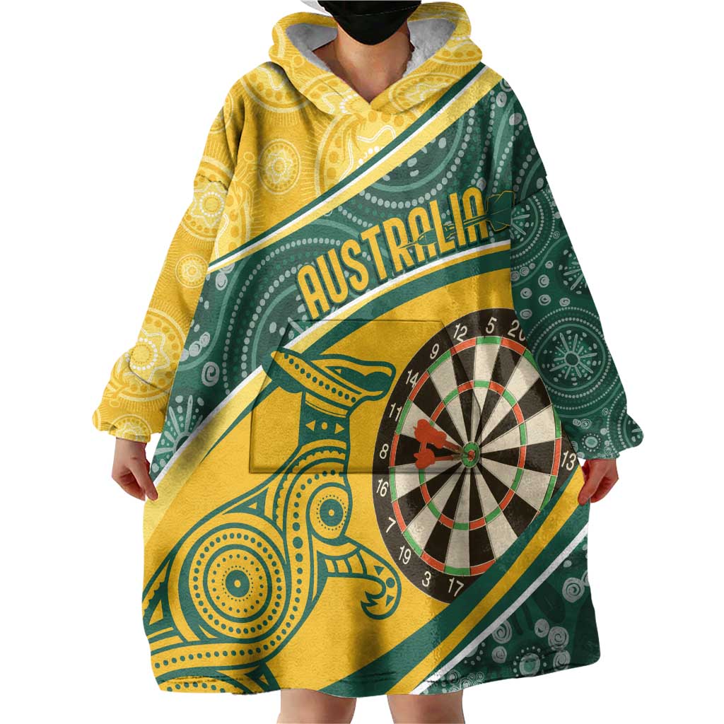 Australia Darts Personalized Indigenous Wearable Blanket Hoodie Champion Roos