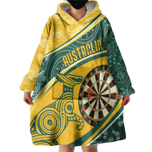 Australia Darts Personalized Indigenous Wearable Blanket Hoodie Champion Roos